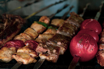 Both vegetarian and non-vegetarian food is cooked in the kebab method