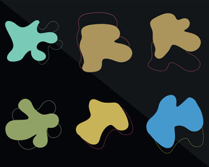 Blobs vector backgrounds. Organic colorful shapes with line