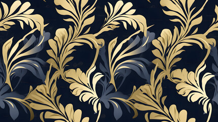 seamless flowers pattern with leaves, Generative Ai