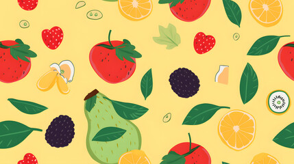 seamless background with fruits, Generative Ai