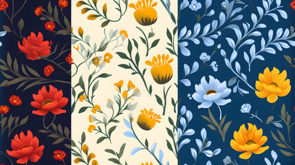 seamless pattern with flowers, Generative Ai