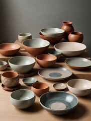 A Pile Of Bowls On A Table