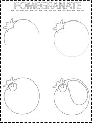 Pomegranate draw Coloring pages for kids