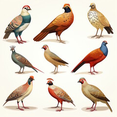 Fototapeta premium Friendly Pigeon Cartoon Character - 9 Facial Expressions