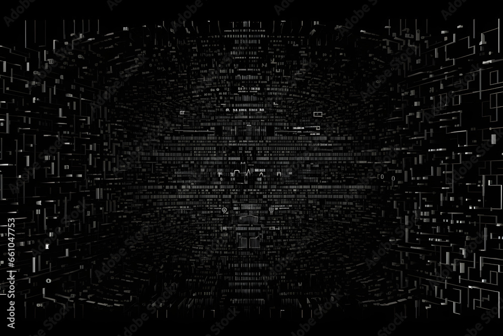 Wall mural monochromatic digital pattern with dense lines and dots