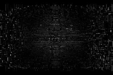 Monochromatic digital pattern with dense lines and dots