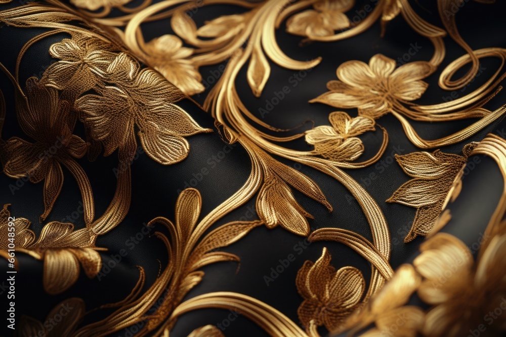 Sticker Close Up of Black and Gold Fabric