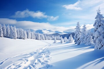 Scenic winter landscape, ideal for skiing. Generative AI