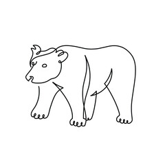 Vector continuous one line bear illustration