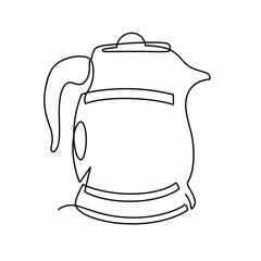 Vector continuous one line kettle teapot illustration
