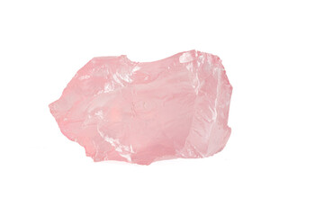 rose quartz mineral stone macro on white background