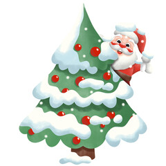 Santa Claus with christmas tree