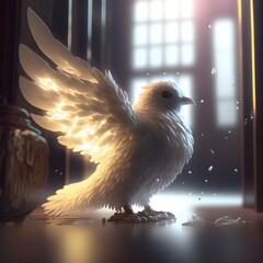 Hope Is The Thing With Feathers volumetric lighting  - obrazy, fototapety, plakaty