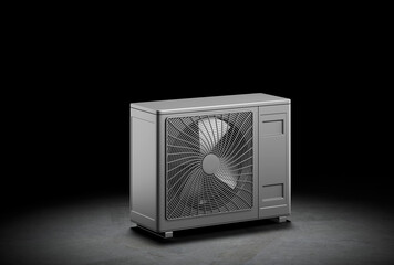 air conditioner heat pump as alternative energy - 3D Illustration - 661051135