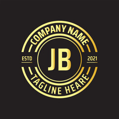 Professional simple Letter JB Circle Luxury Gold Color Vector Logo Template