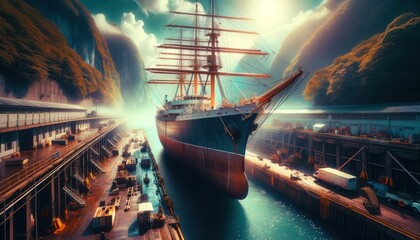  Ship in Repair Dock - obrazy, fototapety, plakaty