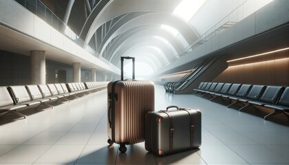Sleek Suitcases in Empty Airport Terminal