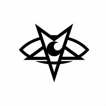 Eye logo design with pentagram concept.