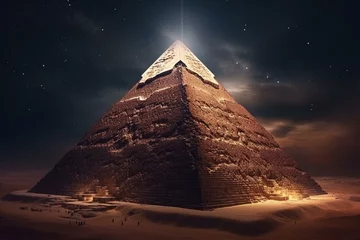 Foto op Canvas Mysterious extraterrestrial structures, cosmic interactions at the majestic pyramid. Generative AI © Thomas