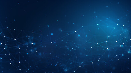 Abstract connected dots and lines on blue background