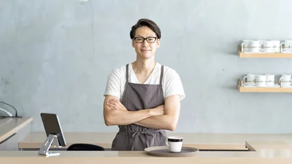 Poster カウンターに立つカフェ店員男性　BAR © Peak River