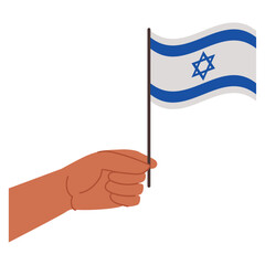 israeli flag in hand waving