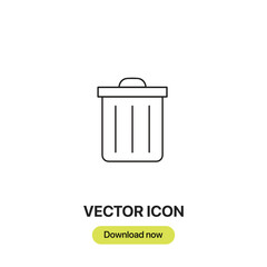 Garbage icon vector. Linear-style sign for mobile concept and web design. Garbage symbol illustration. Pixel vector graphics - Vector.