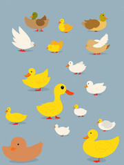 A kids illustration duck on a plain background Generative AI