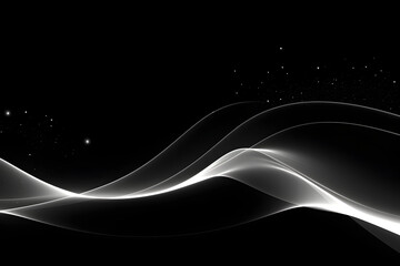 Elegant white waves flowing against a deep black backdrop