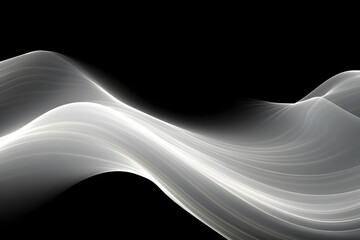wavy luminous lines in a fluid motion against a dark background with a gradient of white to gray tones