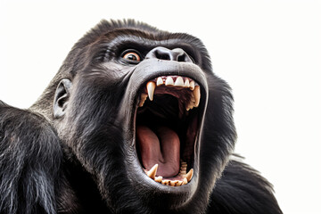 roar from gorilla isolated white background