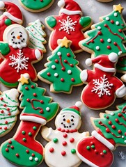 Fototapeta na wymiar Photo Of Christmas Frosted Christmas Cookies