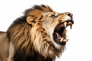 photo of a lion opening its mouth