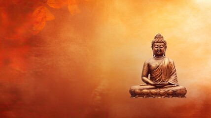 Statue of buddha, buddhism, religion and meditation. Web banner with copy space