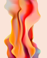 Fluid 3D object. Colored liquid element on white background. Vector geometric shape for poster and cover design.