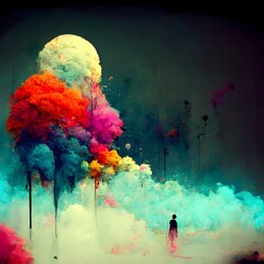 color splashes surreal atmospheric wallpaper 