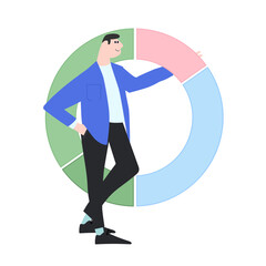 Working on financial markets concept. Portfolio investment concept. Asset allocation concept. Vector illustration in flat style