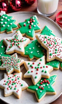 Photo Of Christmas Iced Sugar Cookies With Sprinkles