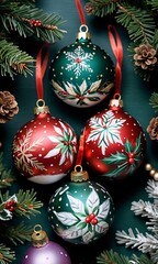 Photo Of Christmas Hand-Painted Christmas Baubles