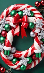 Photo Of Christmas Wreath Made Of Candy Canes