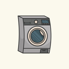 Modern electric Washing Machine vector illustration. Front view of washing machine vector design with shadow.