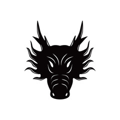 dragon silhouette logo template vector illustration. mythology monster sign and symbol.