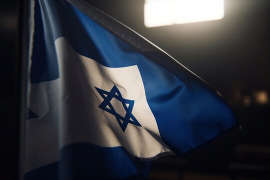 israel flag on dark background. Created with AI.