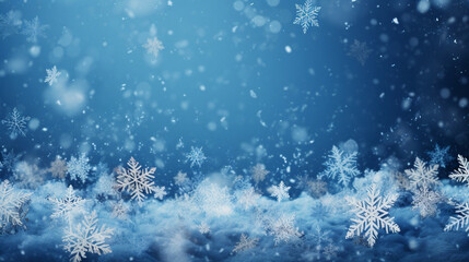 Winter Wonderland, Festive Christmas background with glistening snowflakes and snow