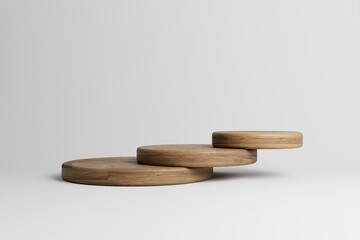 Modern Platform stand podium display on white room background. for empty product shelf or exhibition stage backdrop 3D rendering.	
