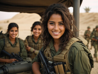 Smiling military women