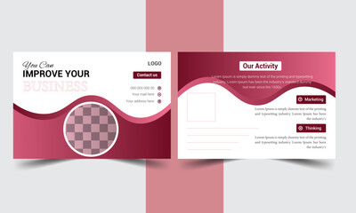 Corporate postcard design template with minimal and clean modern layout.