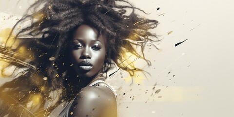 Feminine Elegance: Design Template Background Wallpaper with Attractive Female, Offering Space for Adverts or Information