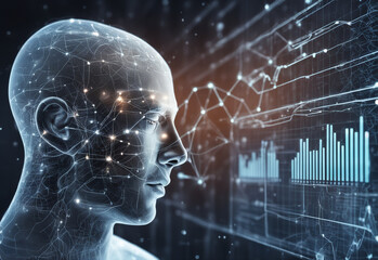 Obraz premium head with binary code. Generative AI
