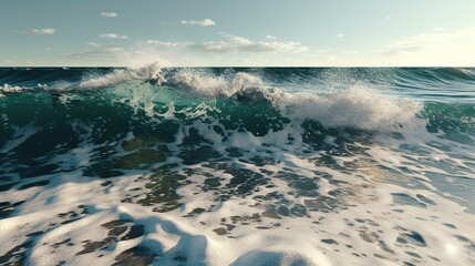 background photo of ocean sea water white waves splashing in the edge of the beach